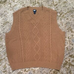 Lands' End Men's Tan Cable Knit Sweater Vest Size XL EXCELLENT CONDITION!!